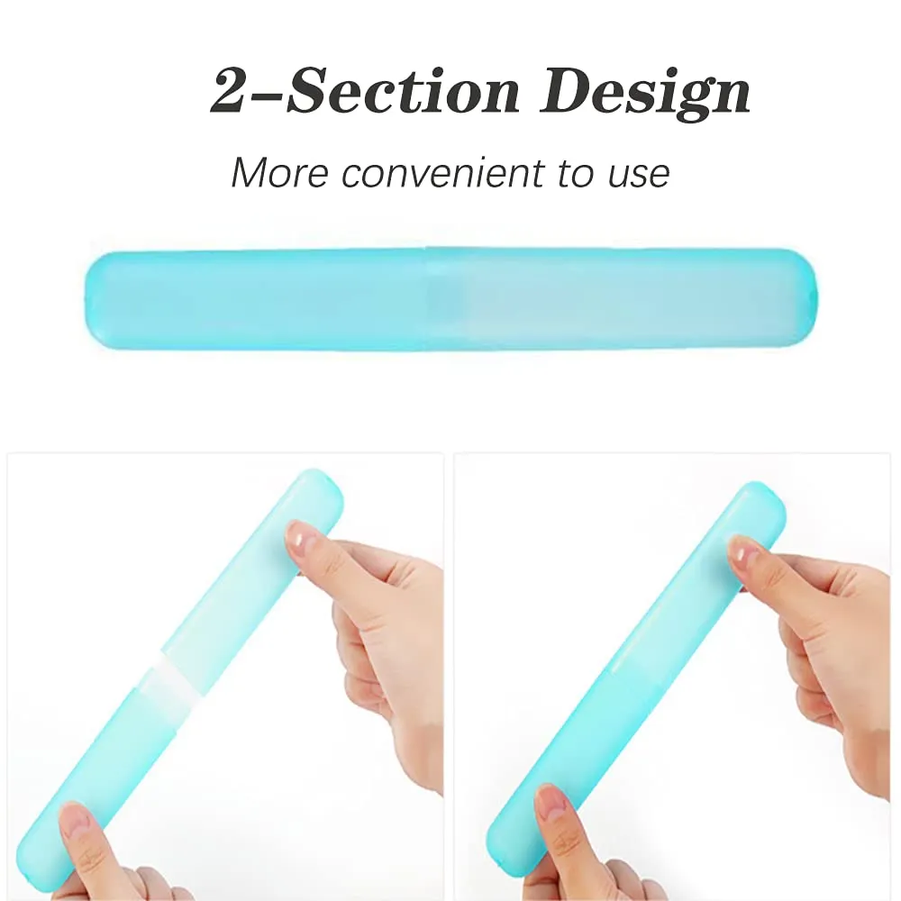 2 Pcs Toothbrush Case, Toothbrush Travel Case Cover, Portable Toothbrush Storage Case, Sutiable for Home Travel Outdoor Camping Hiking Business Trip White Blue