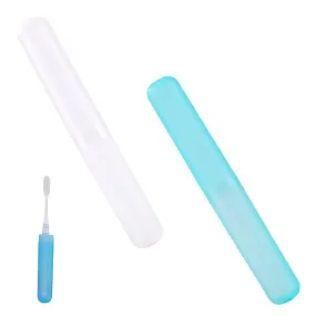 2 Pcs Toothbrush Case, Toothbrush Travel Case Cover, Portable Toothbrush Storage Case, Sutiable for Home Travel Outdoor Camping Hiking Business Trip White Blue