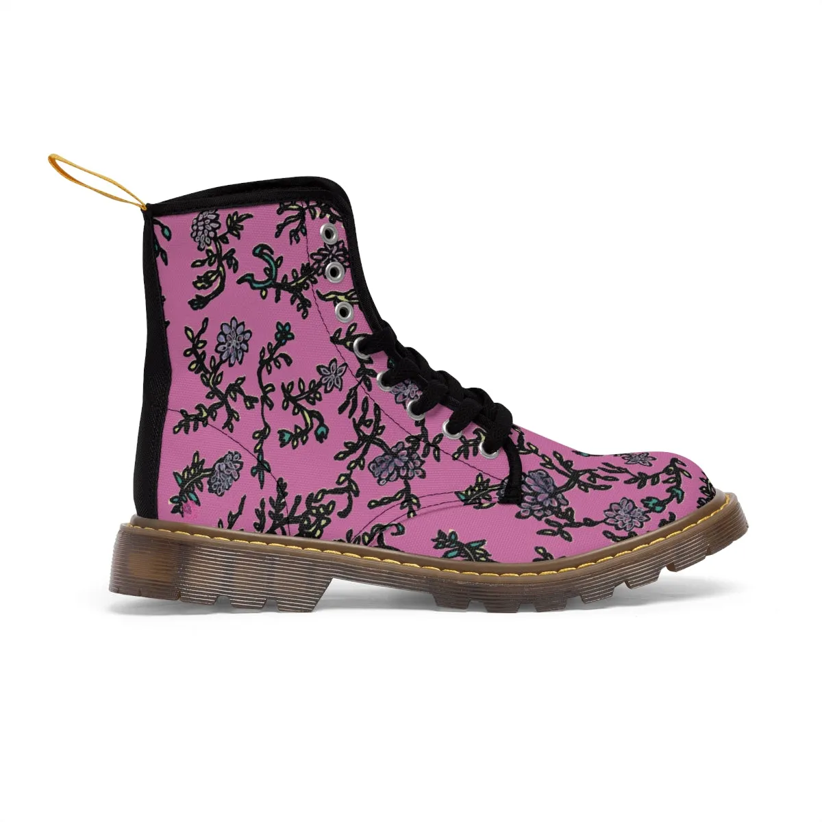 Pink Floral Print Women's Boots, Purple Floral Women's Boots, Best Winter Boots For Women (US Size 6.5-11)