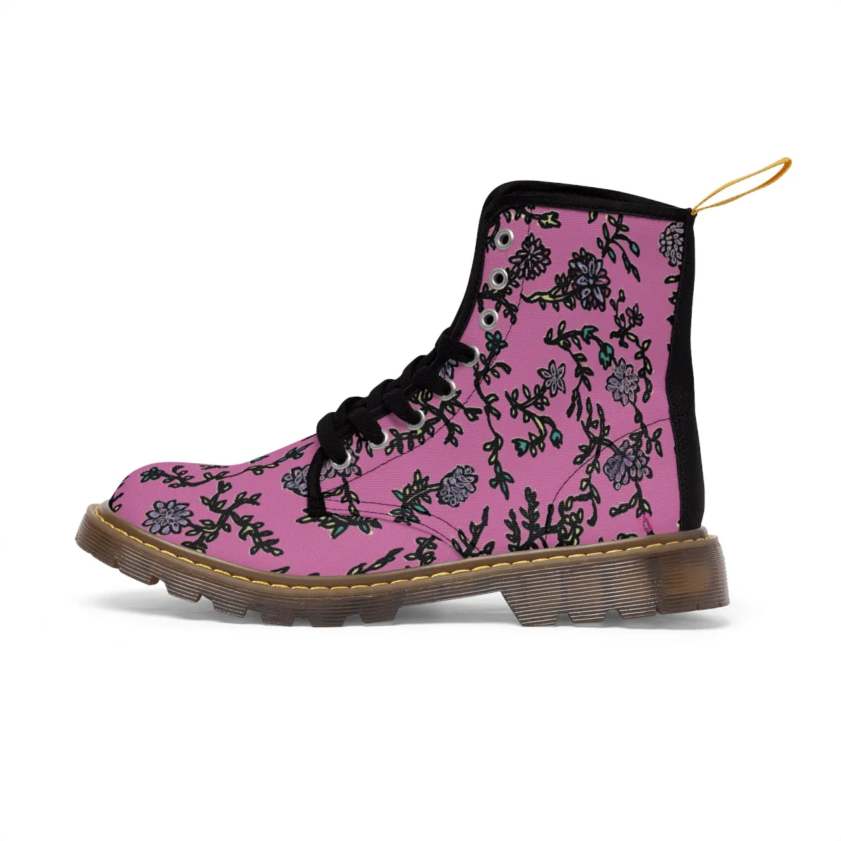 Pink Floral Print Women's Boots, Purple Floral Women's Boots, Best Winter Boots For Women (US Size 6.5-11)