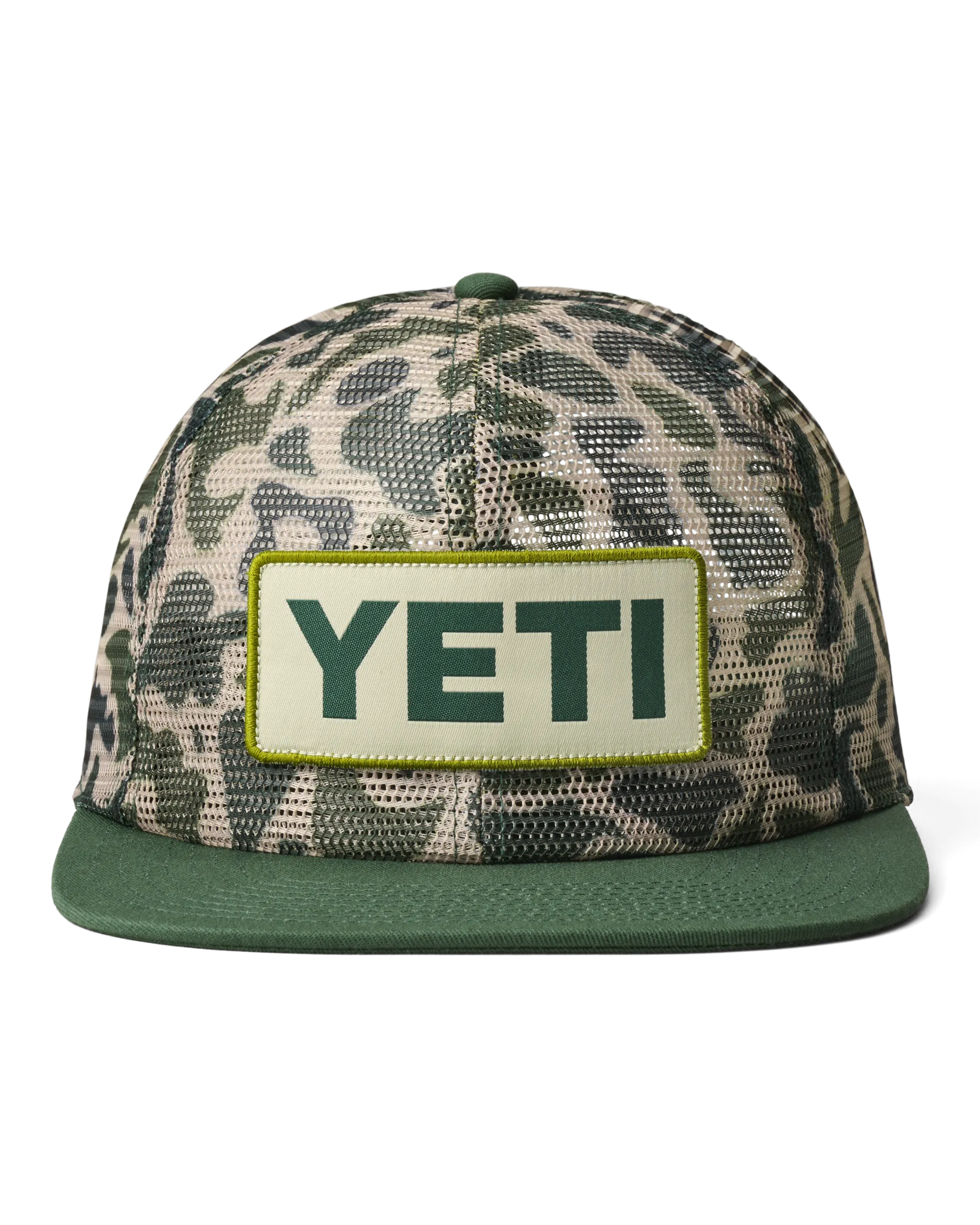 Woven Flat Brim Snapback Cap in Camo